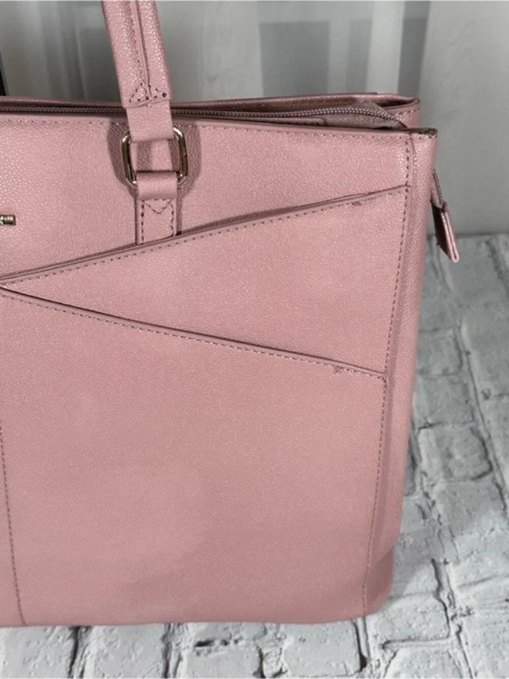 LOVEVOOK Laptop Tote Bag for Women 15.6 Inch Waterproof Leather Briefcase Mauve